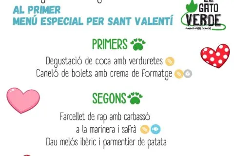 El primer menú especial de Sant Valentín, abre el programa de actividades comunitarias e El Gato Verde